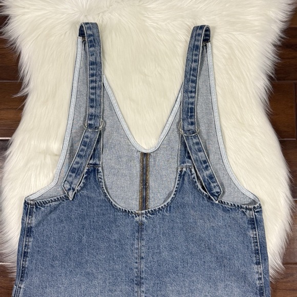 We The Free People Women's Size Medium Denim High Roller Skirtall Overall Dress - Picture 9 of 11